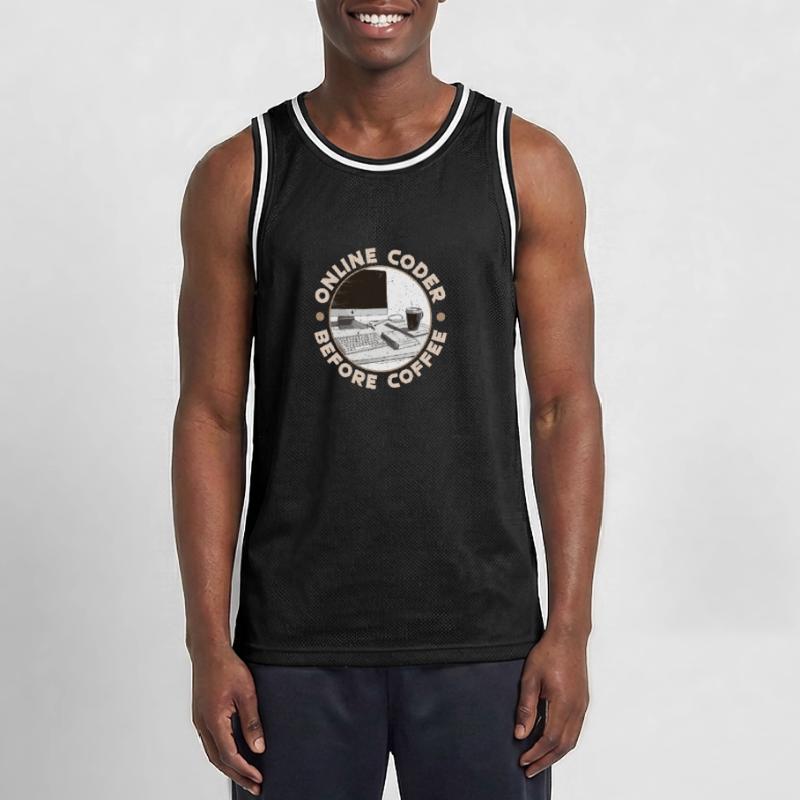 Online Coder Before Coffee Developer Coffee Lover Men's Basketball Jersey