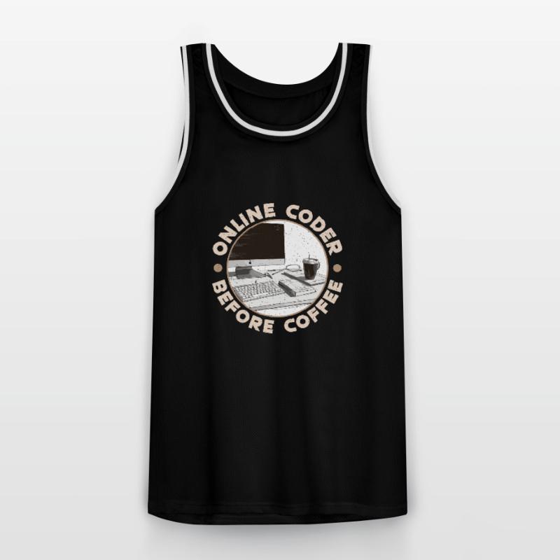 Online Coder Before Coffee Developer Coffee Lover Men's Basketball Jersey