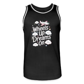 First time flying Travel Memory Sky - Men's Basketball Jersey - black/white - Front - AI Model Male 185 dark (185cm)
