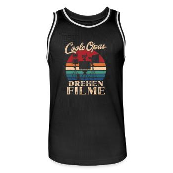 Coole Opas drehen Filme Retro Großvater - Männer Basketball-Trikot - Schwarz/Weiß - Vorne - AI Model Male 185 dark (185cm)