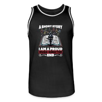 Music Director A Short Story I Am A Band Director - Men's Basketball Jersey - black/white - Front - AI Model Male 185 dark (185cm)