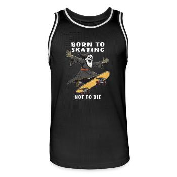 SENSENMANN SKATEBOARD BORN TO SKATING NOT TO D - Männer Basketball-Trikot - Schwarz/Weiß - Vorne - AI Model Male 185 dark (185cm)