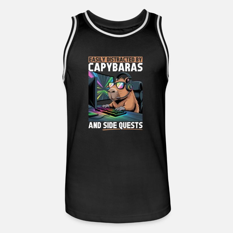 Capybara PC Gamer Gaming - Männer Basketball-Trikot - Schwarz/Weiß
