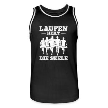 Läufer LAUFEN HEILT DIE SEELE Lustiges - Männer Basketball-Trikot - Schwarz/Weiß - Vorne - AI Model Male 185 dark (185cm)