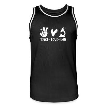 Peace Love Lab Lustiger MLS Medical Lab Wissenschaftler - Männer Basketball-Trikot - Schwarz/Weiß - Vorne - AI Model Male 185 dark (185cm)