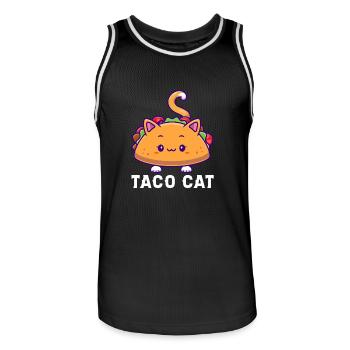 Taco Cat Adorable Kawaii Food Art - Men's Basketball Jersey - black/white - Front - AI Model Male 185 dark (185cm)