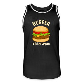 Burger is My Love Language - Food Design - Männer Basketball-Trikot - Schwarz/Weiß - Vorne - AI Model Male 185 dark (185cm)
