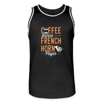French Horn Coffee Musical Instrument Coffee Lover - Männer Basketball-Trikot - Schwarz/Weiß - Vorne - AI Model Male 185 dark (185cm)