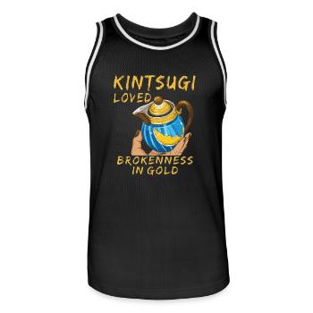 KINTSUGI LOVED BROKENNESS IN GOLD - Männer Basketball-Trikot - Schwarz/Weiß - Vorne - AI Model Male 185 dark (185cm)