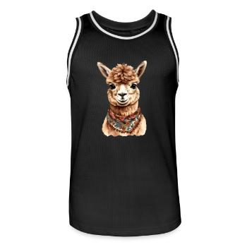 Conception d’animaux d’alpaga - Illustration graphique amusante - Maillot de basket Homme - noir/blanc - Devant - AI Model Male 185 dark (185cm)