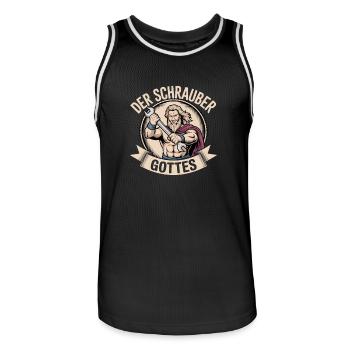 Der Schrauber Gottes - Männer Basketball-Trikot - Schwarz/Weiß - Vorne - AI Model Male 185 dark (185cm)