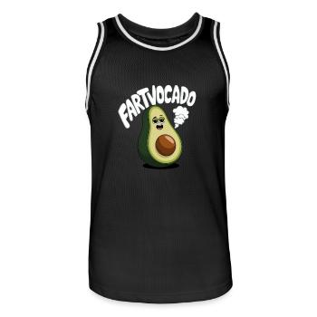 Drôle d’avocat pet pet fartvocado - Maillot de basket Homme - noir/blanc - Devant - AI Model Male 185 dark (185cm)