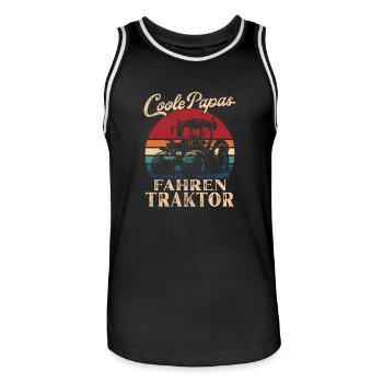 Cool Dappas Conduisant Tracteur Rétro Papa Cadeau - Maillot de basket Homme - noir/blanc - Devant - AI Model Male 185 dark (185cm)