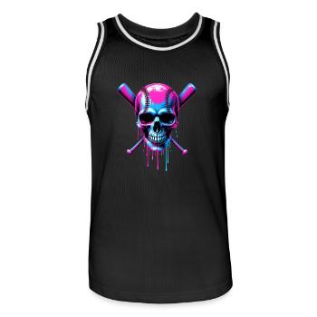 Baseball Skull Baseball Bat - Men's Basketball Jersey - black/white - Front - AI Model Male 185 dark (185cm)