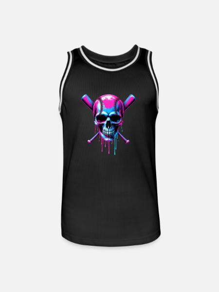 Baseball Skull Baseball Bat - Men's Basketball Jersey - black/white