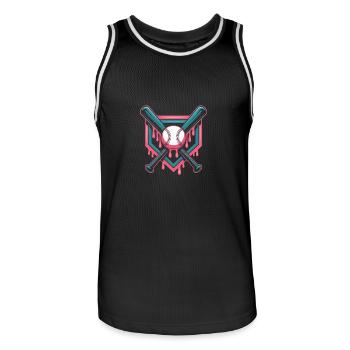 Baseball Baseball Bat - Men's Basketball Jersey - black/white - Front - AI Model Male 185 dark (185cm)