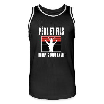 père et fils papa supporter rennais rennes - Maillot de basket Homme - noir/blanc - Devant - AI Model Male 185 dark (185cm)