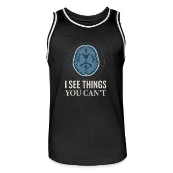 MRI Technologist Radiology Magnetic Resonance - Men's Basketball Jersey - black/white - Front - AI Model Male 185 dark (185cm)