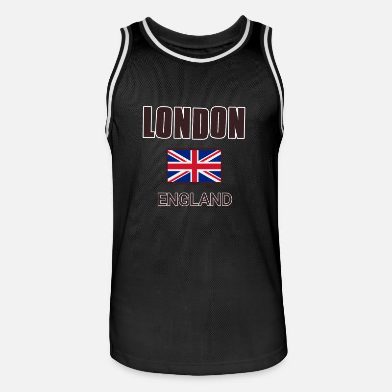 Londres, Angleterre, avec drapeau de l’Angleterre - Maillot de basket Homme - noir/blanc