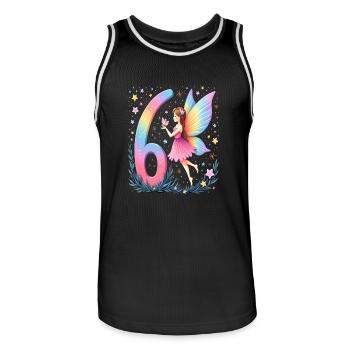 Douce Fée 6ème Anniversaire pour les filles - Maillot de basket Homme - noir/blanc - Devant - AI Model Male 185 dark (185cm)