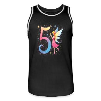 Douce Fée 5ème Anniversaire pour les filles - Maillot de basket Homme - noir/blanc - Devant - AI Model Male 185 dark (185cm)
