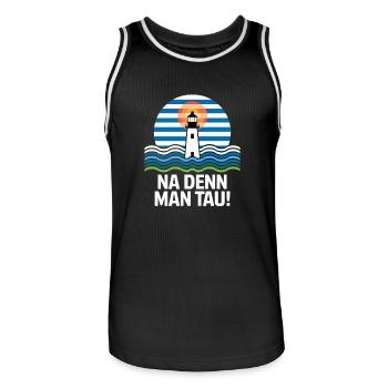 Na denn Man Tau Leuchtturm Maritim Motif - Men's Basketball Jersey - black/white - Front - AI Model Male 185 dark (185cm)