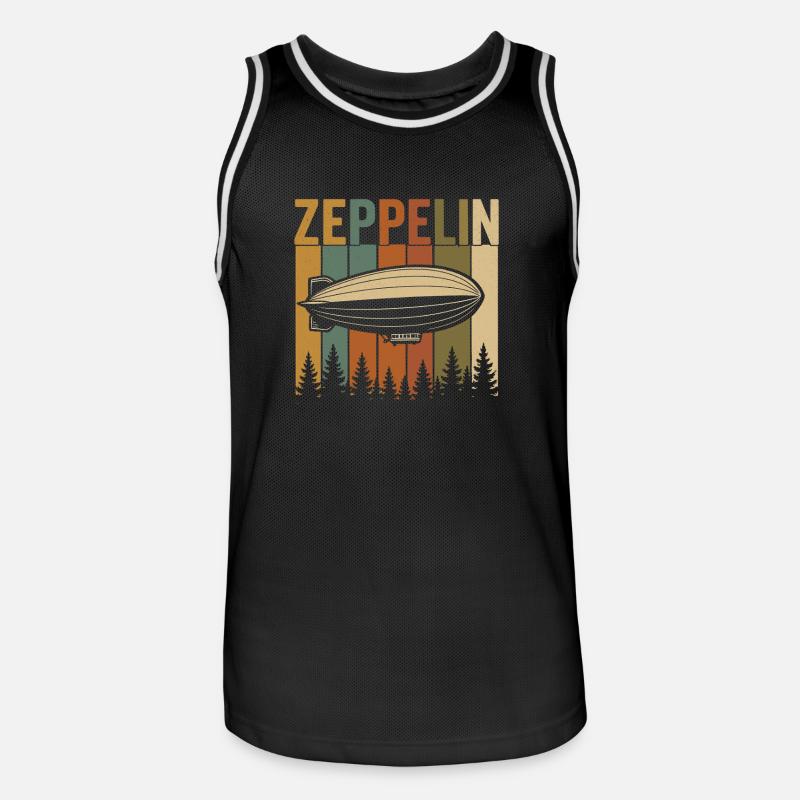 Conception rétro du dirigeable Zeppelin - Maillot de basket Homme - noir/blanc