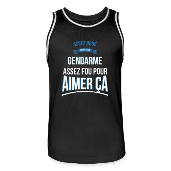 Gendarme doué fou cadeau homme - Maillot de basket Homme - noir/blanc - Devant - AI Model Male 185 dark (185cm)