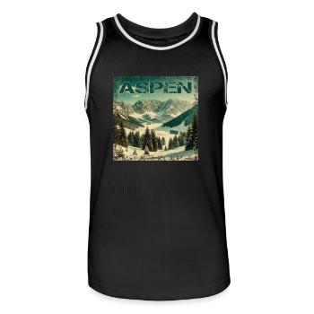 Aspen Ski Snowboard Vintage Winterurlaub - Männer Basketball-Trikot - Schwarz/Weiß - Vorne - AI Model Male 185 dark (185cm)