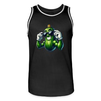 Coole Gurke Gewürzgurke Gemüse Cartoon - Männer Basketball-Trikot - Schwarz/Weiß - Vorne - AI Model Male 185 dark (185cm)