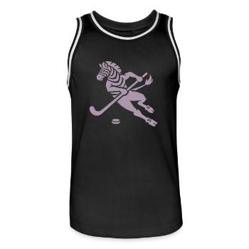 Minimalistisches Zebra Eishockey Silhouette - Männer Basketball-Trikot - Schwarz/Weiß - Vorne - AI Model Male 185 dark (185cm)