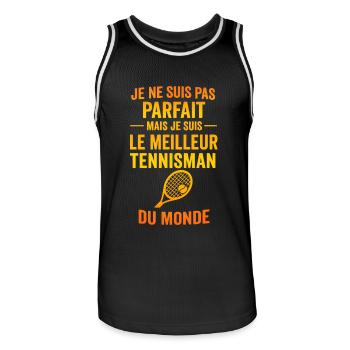Le meilleur tennisman du monde Tennis - Maillot de basket Homme - noir/blanc - Devant - AI Model Male 185 dark (185cm)