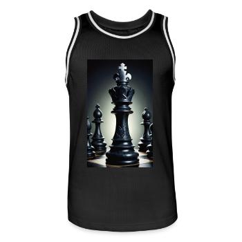 Échecs | Pièce d’échecs | Joueur d’échecs - Maillot de basket Homme - noir/blanc - Devant - AI Model Male 185 dark (185cm)