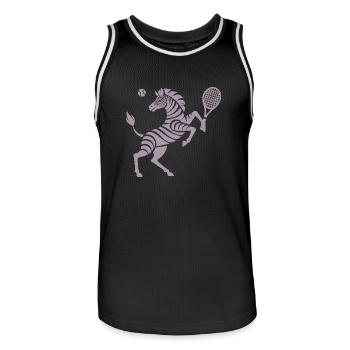 Zebra Tennis Tennisball Balancieren Horn - Männer Basketball-Trikot - Schwarz/Weiß - Vorne - AI Model Male 185 dark (185cm)