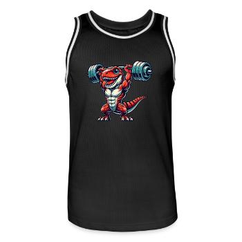Dino Trex Training Hantel Lustig Starke Fitness - Männer Basketball-Trikot - Schwarz/Weiß - Vorne - AI Model Male 185 dark (185cm)