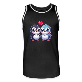 Penguin Love Valentine's Day Heart Friendship - Men's Basketball Jersey - black/white - Front - AI Model Male 185 dark (185cm)
