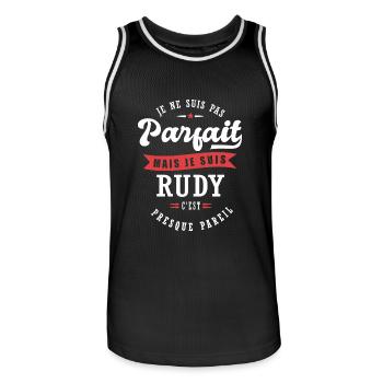 Rudy Parfait Cadeau prenom rudy - Maillot de basket Homme - noir/blanc - Devant - AI Model Male 185 dark (185cm)