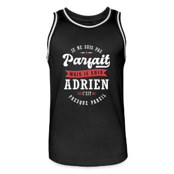 Adrien Parfait Cadeau prenom adrien - Maillot de basket Homme - noir/blanc - Devant - AI Model Male 185 dark (185cm)