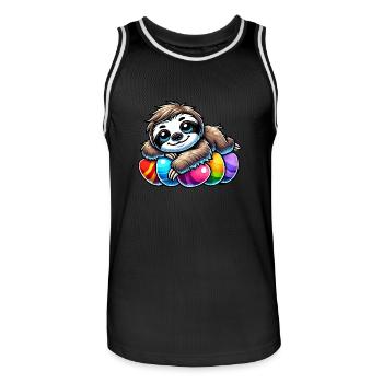mignon paresseux Pâques oeuf de Pâques dessin animé chilling - Maillot de basket Homme - noir/blanc - Devant - AI Model Male 185 dark (185cm)