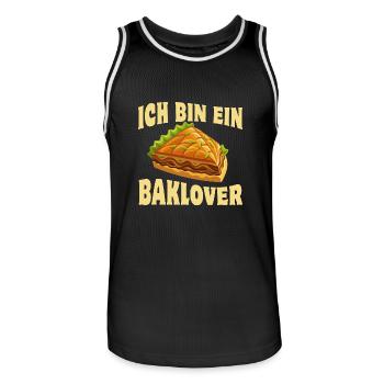 Ich bin ein Baklover, Baklava, Süßspeise, Spruch - Männer Basketball-Trikot - Schwarz/Weiß - Vorne - AI Model Male 185 dark (185cm)