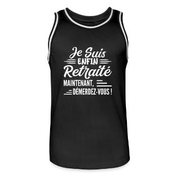Je Suis Bientôt Retraité - Cadeau Futur Retraité - Maillot de basket Homme - noir/blanc - Devant - AI Model Male 185 dark (185cm)