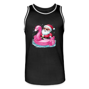 Festlicher Weihnachtsmann reitet Flamingo Pool - Männer Basketball-Trikot - Schwarz/Weiß - Vorne - AI Model Male 185 dark (185cm)