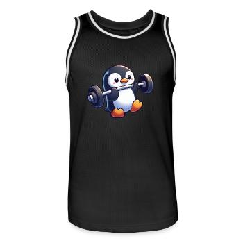 Mignon pingouin barre barre dessin animé - Maillot de basket Homme - noir/blanc - Devant - AI Model Male 185 dark (185cm)