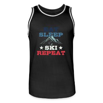 Eat Sleep Ski Repeat - Ski - Ski - Men's Basketball Jersey - black/white - Front - AI Model Male 185 dark (185cm)