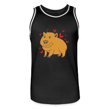 Capybara - Men's Basketball Jersey - black/white - Front - AI Model Male 185 dark (185cm)