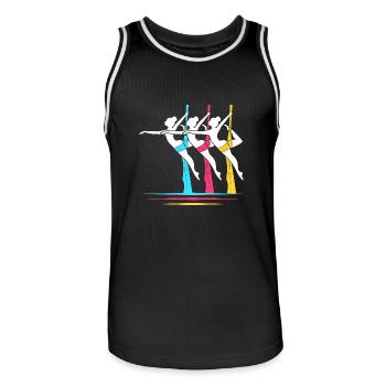 Aerial Yoga Air Yoga - Männer Basketball-Trikot - Schwarz/Weiß - Vorne - AI Model Male 185 dark (185cm)