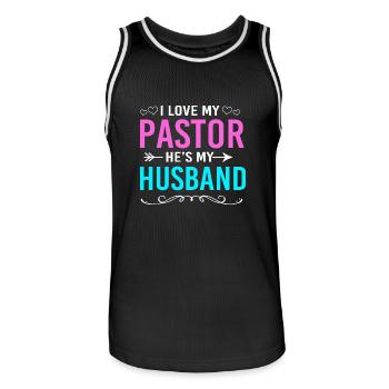 Pastor - Men's Basketball Jersey - black/white - Front - AI Model Male 185 dark (185cm)