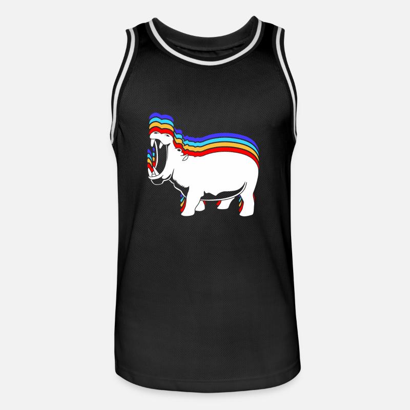 Nilpferd - Männer Basketball-Trikot - Schwarz/Weiß