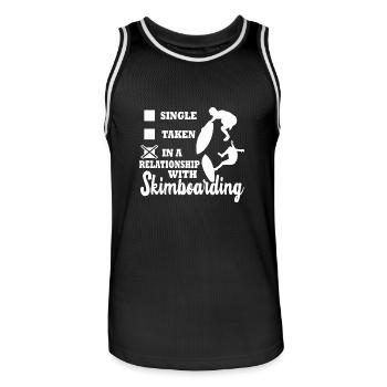 I'm In A Relationship With Skimboarding - Men's Basketball Jersey - black/white - Front - AI Model Male 185 dark (185cm)