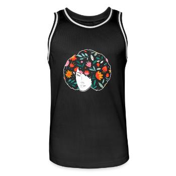 Afro Latina - Men's Basketball Jersey - black/white - Front - AI Model Male 185 dark (185cm)